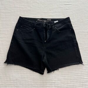 Seven7 Black Raw-Hem Denim Shorts